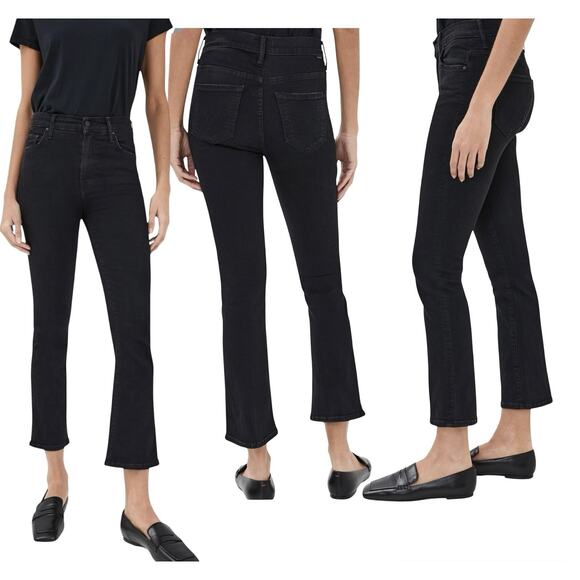 MOTHER The Insider Crop Cropped Bootcut Not Guilty Black Stretch Jeans Size 27 - Picture 1 of 12